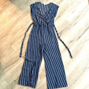Women’s Blue and White Striped Jumper - Size (Medium)